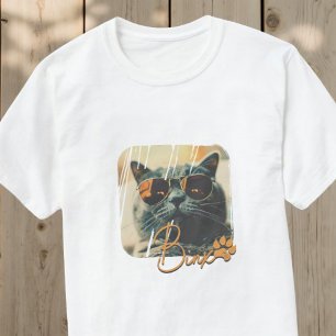 Cat's Modern Simple Cool Grunge Name and Photo T-Shirt