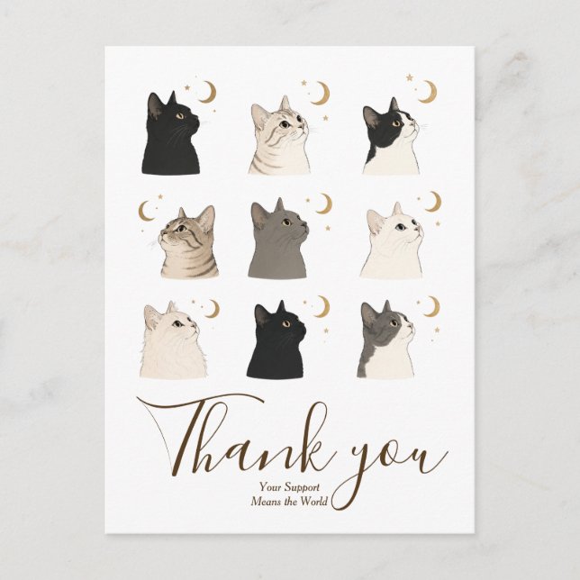 Cats Moon animal Lover Gift Celestial Postcard (Front)