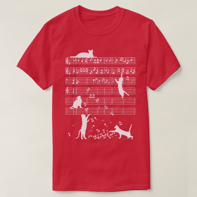 Cats Music Notes Gift T-Shirt (Design Front)