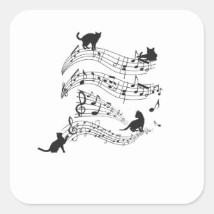 Cats Music Score Musical Notes Kitten Funny Square Sticker
