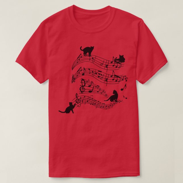 Cats Music Score Musical Notes Kitten Funny T-Shirt (Design Front)