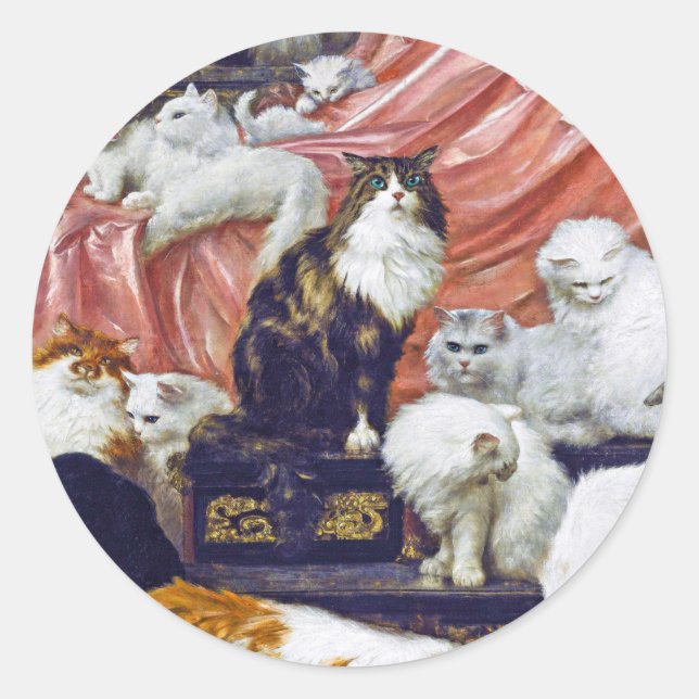 Cats (My Wife's Lovers), Carl Kahler Classic Round Sticker (Front)
