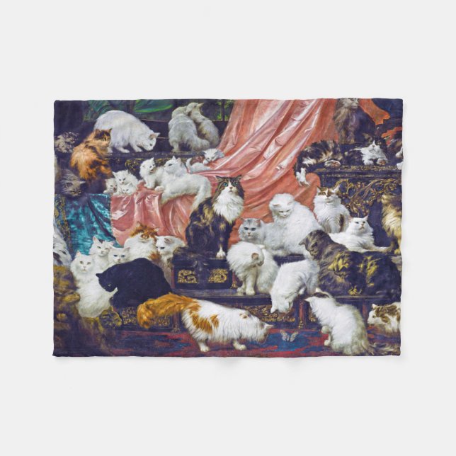 Cats (My Wife's Lovers), Carl Kahler Fleece Blanket (Front (Horizontal))