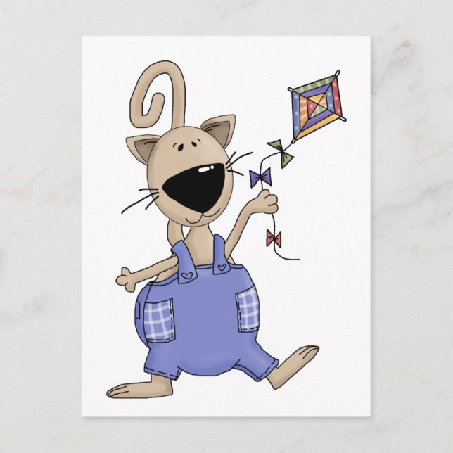 Cats 'n' Dogs · Cat with Kite Postcard (Front)