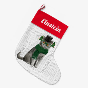 Cat's Name British Shorthair Cat Large Christmas Stocking