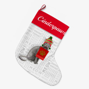 Cat's Name Russian Blue Cat Christmas Large Christmas Stocking