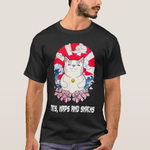 Cats Naps and Snacks Cat Sayings Kitten Quotes Ca T-Shirt