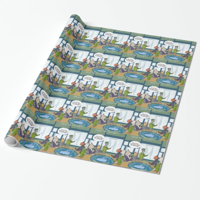 Cats Natural Enemy Funny Wrapping Paper (Unrolled)
