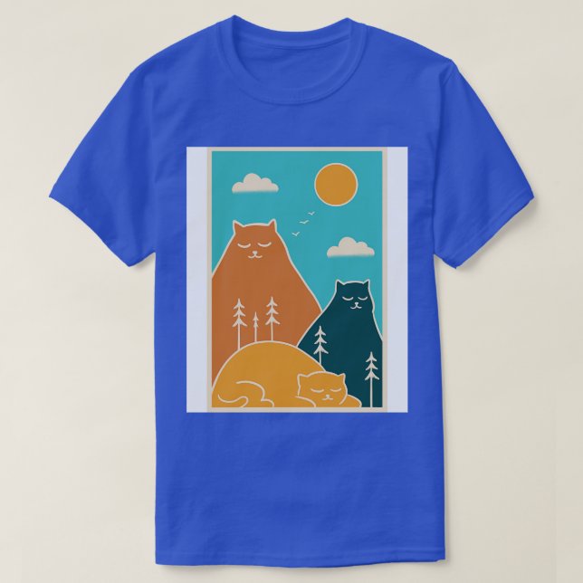 Cats nature mountains T-Shirt (Design Front)