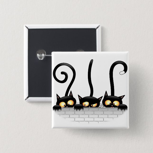 Cats Naughty, Playful and Funny Characters 15 Cm Square Badge (Front & Back)