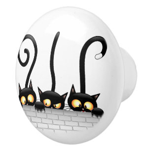 Cats Naughty, Playful and Funny Characters Ceramic Knob