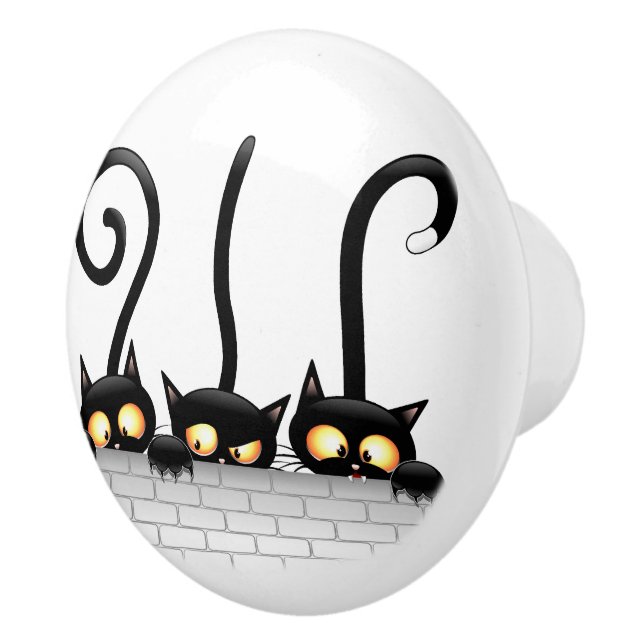 Cats Naughty, Playful and Funny Characters Ceramic Knob (Right)
