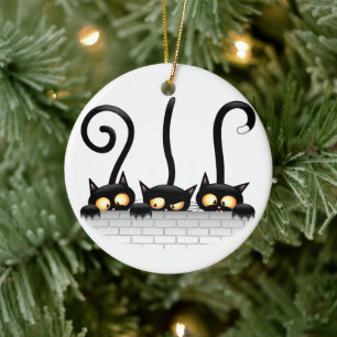 Cats Naughty, Playful and Funny Characters Ceramic Tree Decoration
