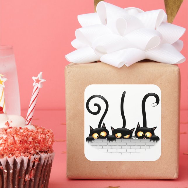 Cats Naughty, Playful and Funny Characters Square Sticker (Party)