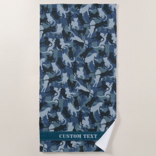 Cats Navy Camouflage Beach Towel