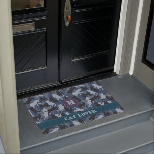 Cats Navy Camouflage Doormat