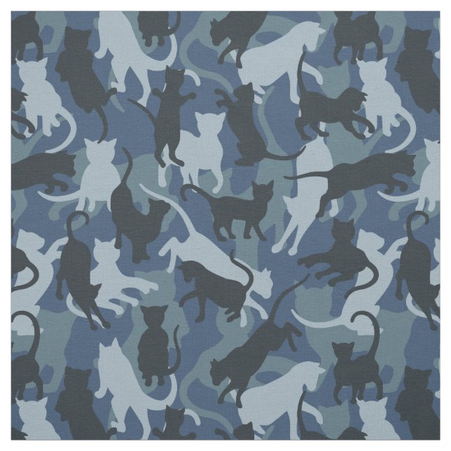 Cats Navy Camouflage Fabric (Swatch)