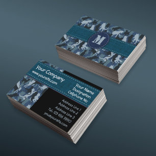 Cats Navy Camouflage Horizontal Business Card