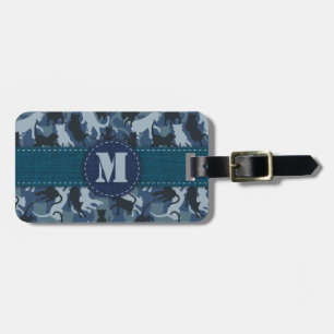 Cats Navy Camouflage Luggage Tag