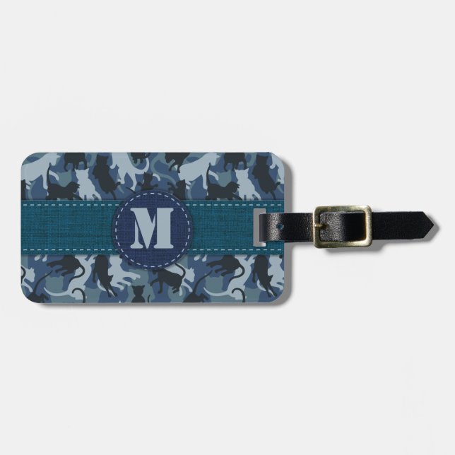 Cats Navy Camouflage Luggage Tag (Front Horizontal)