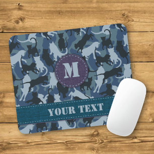 Cats Navy Camouflage Mouse Mat