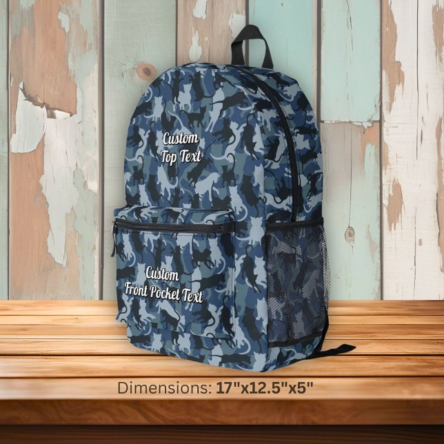 Cats Navy Camouflage Printed Backpack (Creator Uploaded)