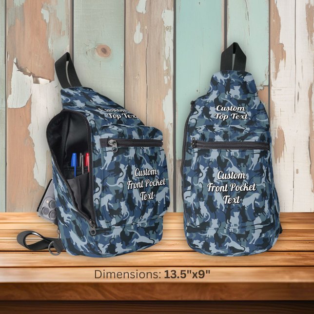Cats Navy Camouflage Sling Bag (Creator Uploaded)