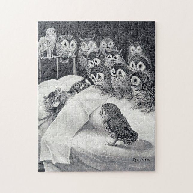 Cats Nightmare Owl Bird, Louis Wain Jigsaw Puzzle (Vertical)