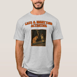 Cats & Nighttime Activities – Retro Funny Cat Art T-Shirt