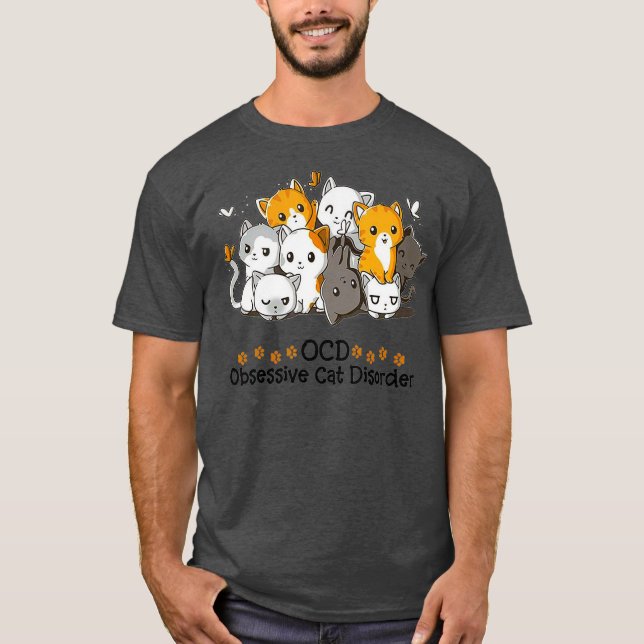 Cats Obsessed Butterfly Kitten Kitty Cute Funny T-Shirt (Front)