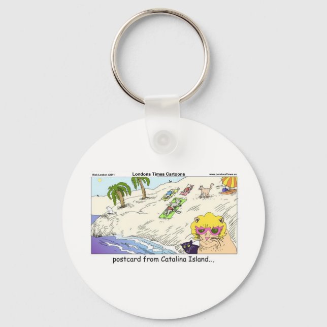 Cats Of Catalina Island Funny Gifts Cards & Tees Key Ring (Front)