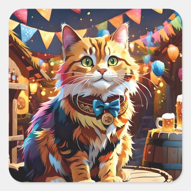 Cats Oktoberfest Square Sticker (Front)