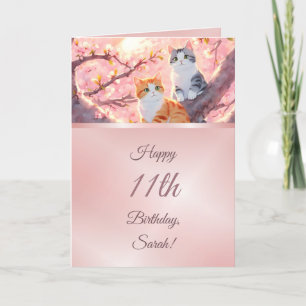 Cats On A Cherry Blossom Tree Girls Birthday Card