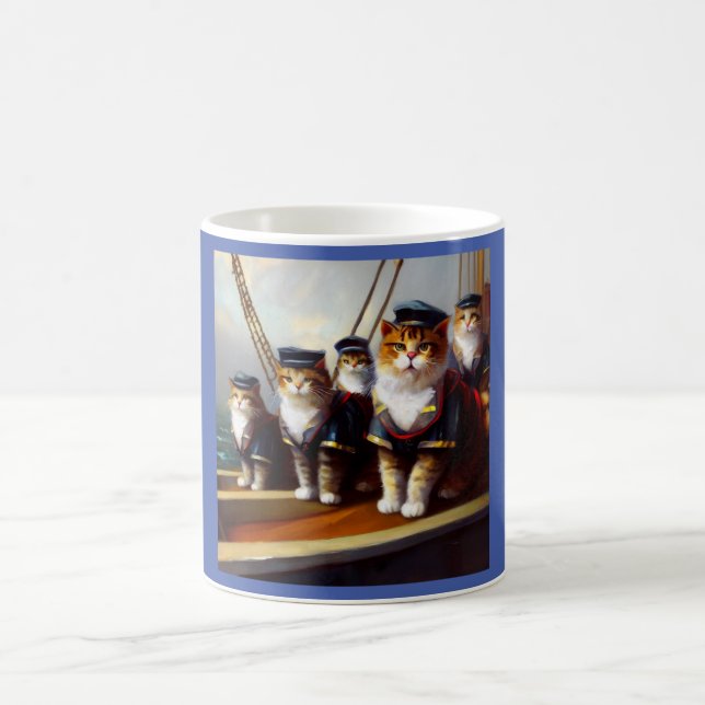 Cats On a Ship Coffee Mug (Center)