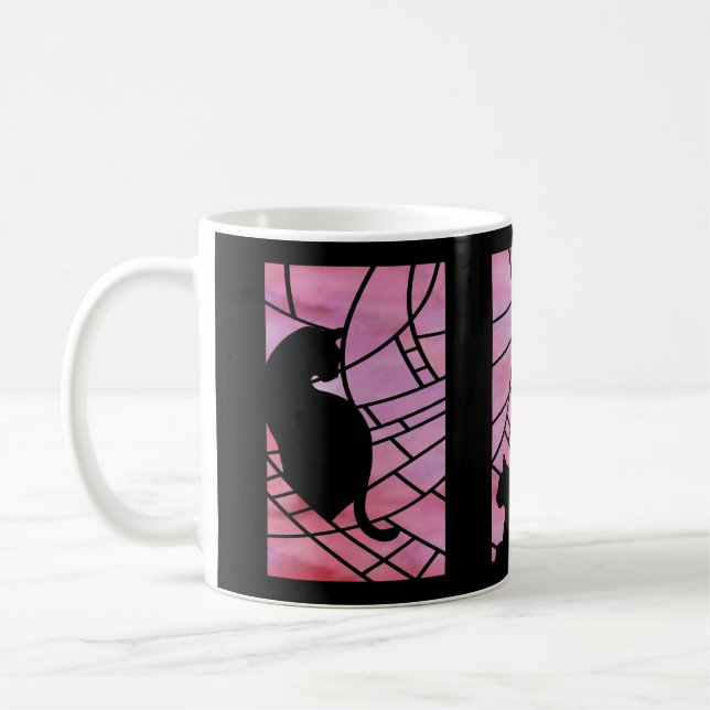 Cats on a Stained Glass Window Dawn Coffee Mug (Left)