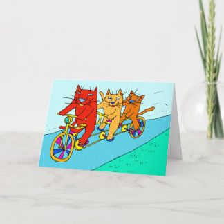 Cats On Bicycles Art Card