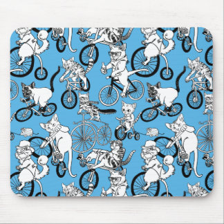 Cats on Bikes pattern Mouse Mat