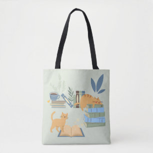 Cats on Books Tote Bag