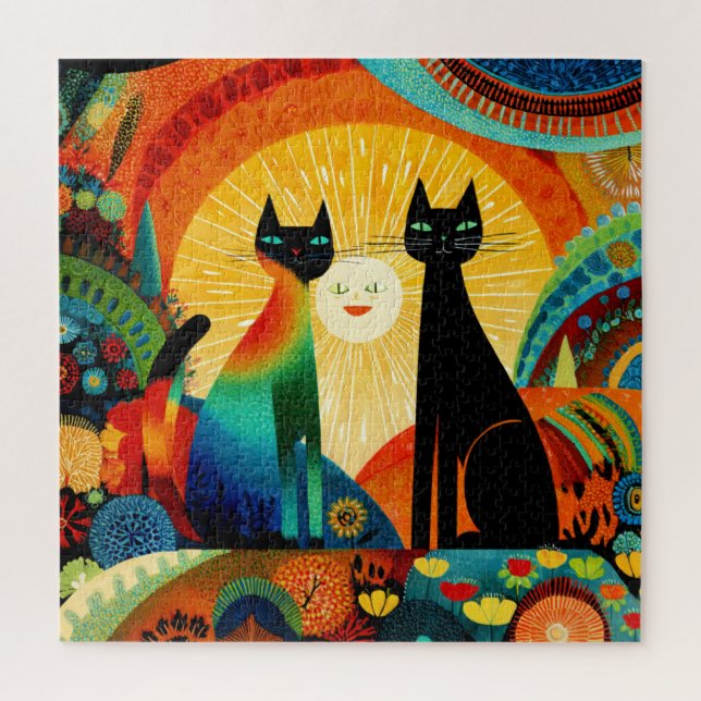 Cats on Bright and Colorful Background, Jigsaw Puzzle (Vertical)