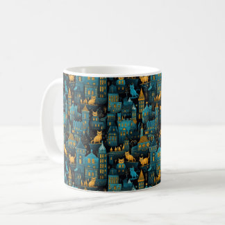 Cats on City Roofs Ai Art Coffee Mug