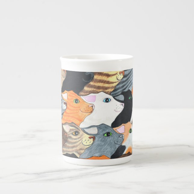 Cats on Parade Bone China Mug (Front)