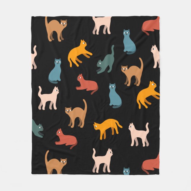 Cats on the black fleece blanket (Front)