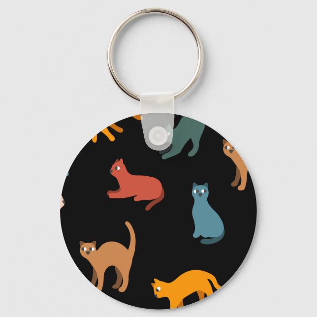 Cats on the black key ring (Front)