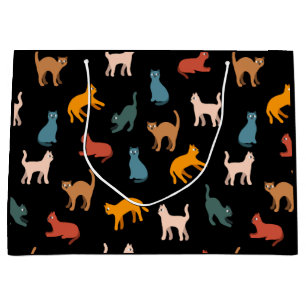 Cats on the black large gift bag