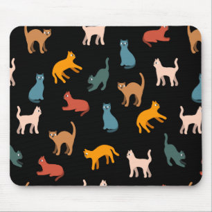 Cats on the black mouse mat