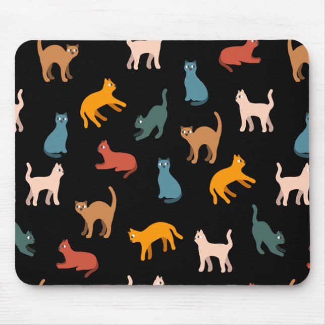 Cats on the black mouse mat (Front)