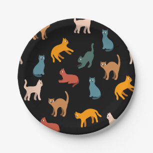 Cats on the black paper plate