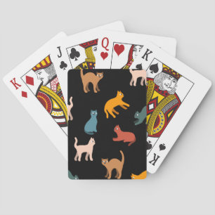 Cats on the black playing cards