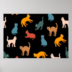Cats on the black poster