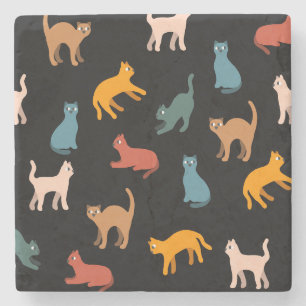 Cats on the black stone coaster
